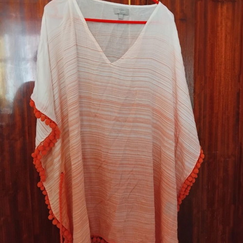 Charisma kaftani summer blouse L/XL like new, white orange