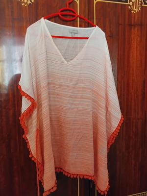 Charisma kaftani summer blouse L/XL like new, white orange