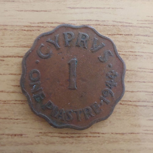 Cyprus 1 Piastre 1944 used, bronze coin
