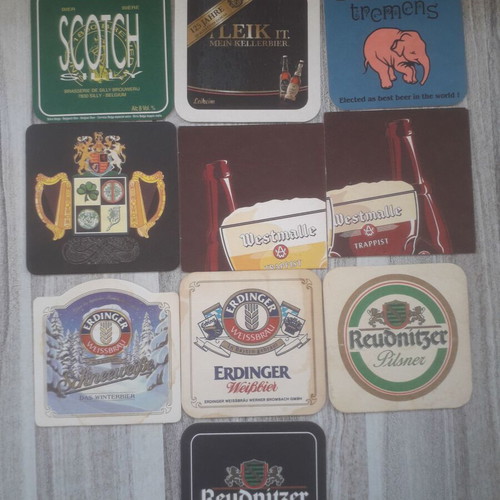Beer Coasters used, set of 10