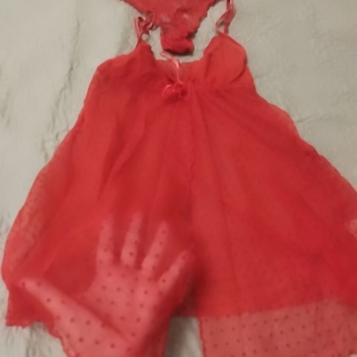 Lingerie set new, red babydoll with matching slip, size 40/42