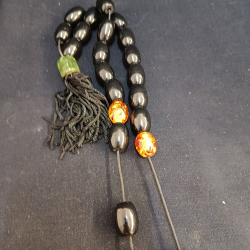 Komboloi ebony worry beads used, olive beads, 40 cm