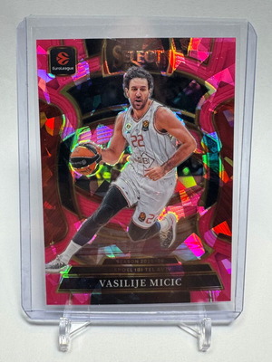 2025-26 Panini Select EuroLeague Basketball Card Vasilije Micic #59 Pink Cracked Ice 07/25