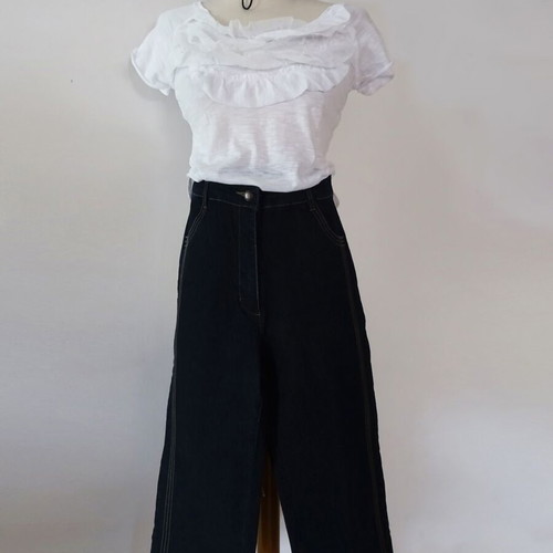 Set jeans crop blue-black Italian NoS pants and Zara blouse new NoM