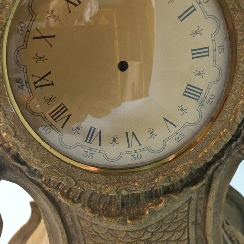 Vintage table clock base used, bronze with dial