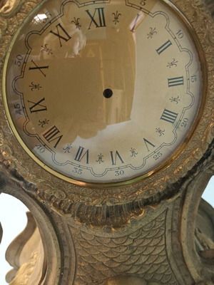 Vintage table clock base used, bronze with dial
