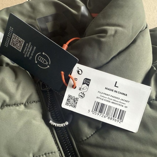 Superdry Fuji Puffer Jacket new, men's winter green polyester