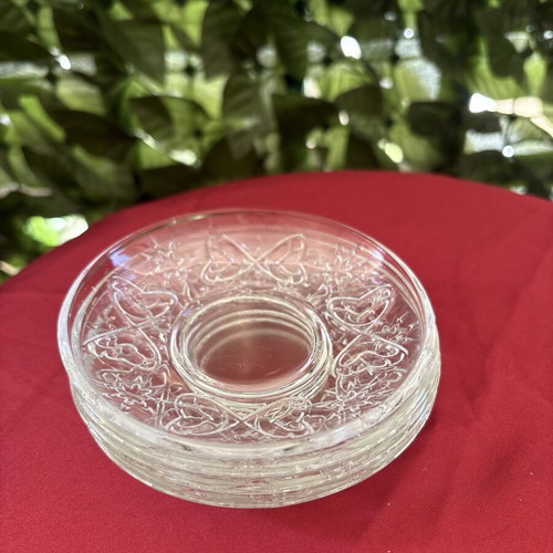 Glass vintage coffee saucer set of 4, 12 cm, new