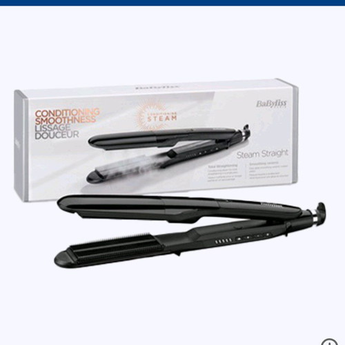 Babyliss Steam Straight ST492E hair straightener with steam and ceramic plates new