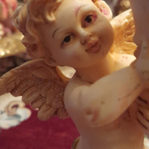 Vintage angel candle holder set like new, resin
