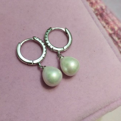 Silver earrings hoops with freshwater pearls new