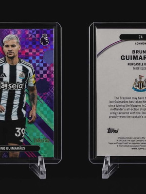 Bruno Guimaraes Topps Finest Premier League Numbered Card 148/150