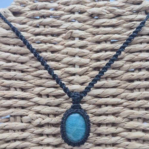 Amazonite Crystal Macrame Necklace new