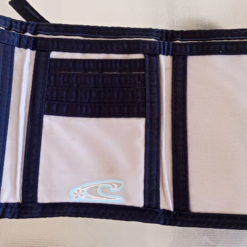 Vintage O'Neill Trifold fabric wallet like new, blue and gray
