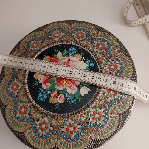 Vintage metal tin from Holland 1970s, used