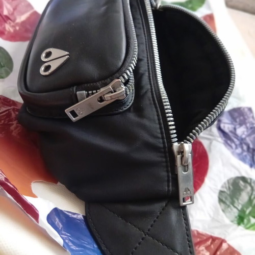 Moose Knuckles black leather hipbag crossbody bag