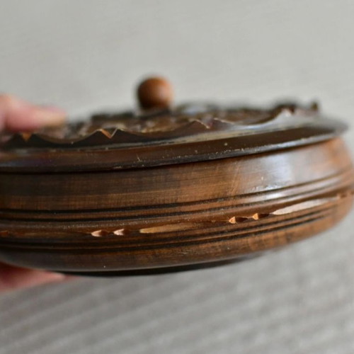 Wooden carved box used, vintage handmade 35 years old