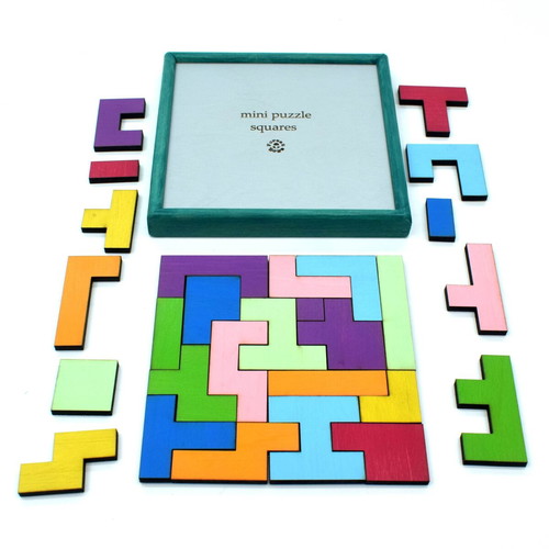 Mini Puzzle Squares new, handmade from solid beech wood