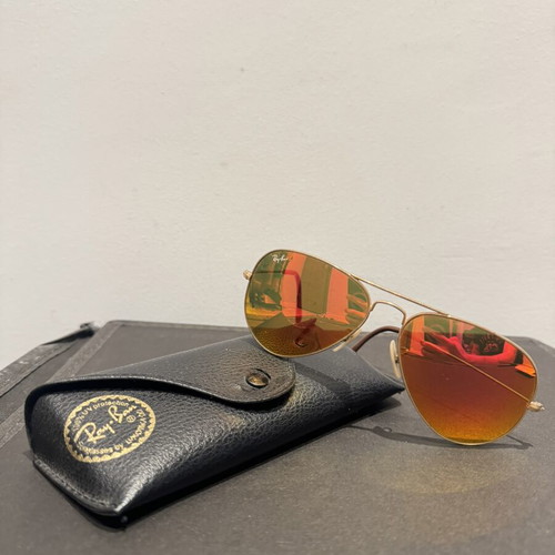 RayBan Aviators sunglasses used, orange lenses with gold frame