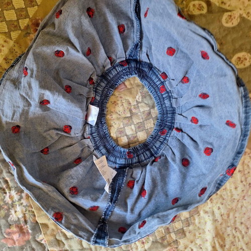 Baby denim skirt with embroidered ladybug design, like new