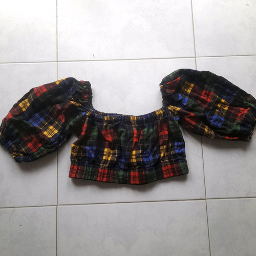Vintage crop top handmade from the 80s, like new, balloon sleeves, XS/S