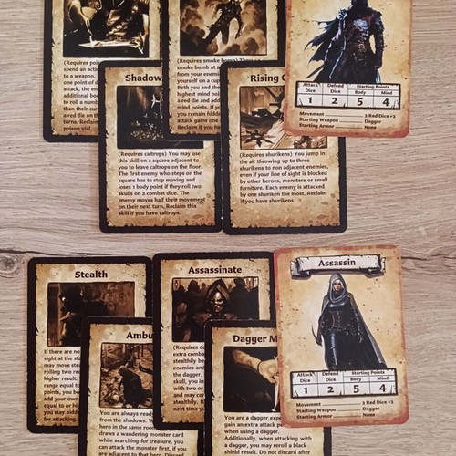 HeroQuest Assassin Hero expansion like new with 8 skill cards