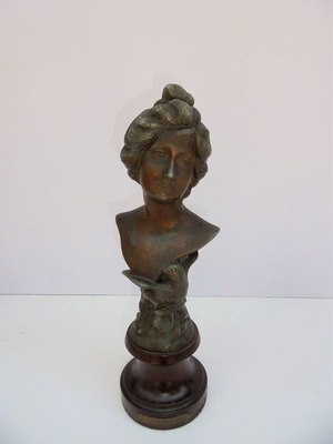 Antique metal statue Gual, patinated, late 19th century