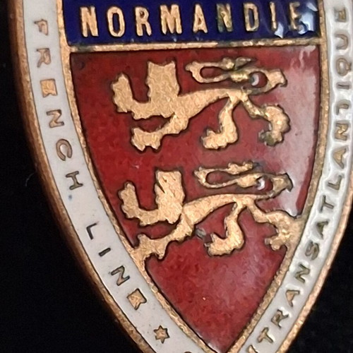 SS Normandie 1935 enamel pin by Duseaux Paris, French Line CGT