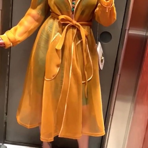 Mesh outerwear like new, size M, yellow orange