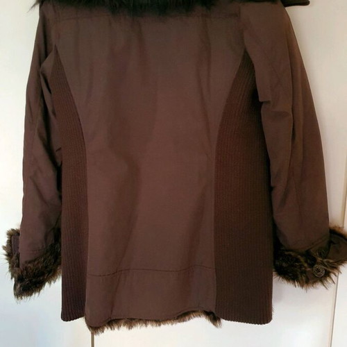 Miss Sixty long jacket like new with inner eco fur brown size S