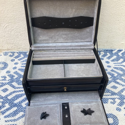 Vintage jewelry box suitcase, black