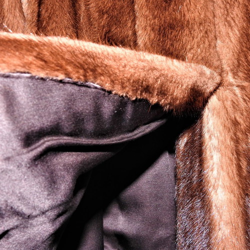Mink fur used short brownish red, size S