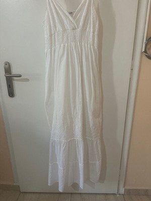 Eva Zone white boho maxi dress, 100% cotton