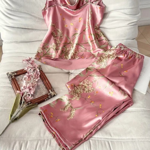Satin pajamas set XL like new, pink, 2 pieces