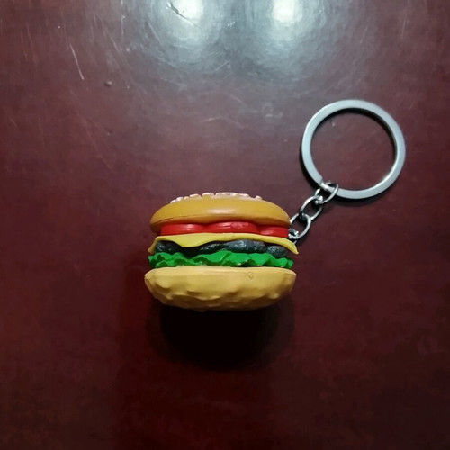 Set of 6 keychains with beer, sandwich and billiard ball