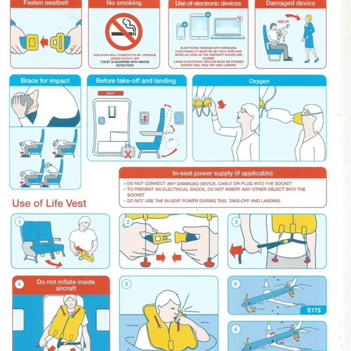 KLM Cityhopper Embraer E 175/190 Safety Card new