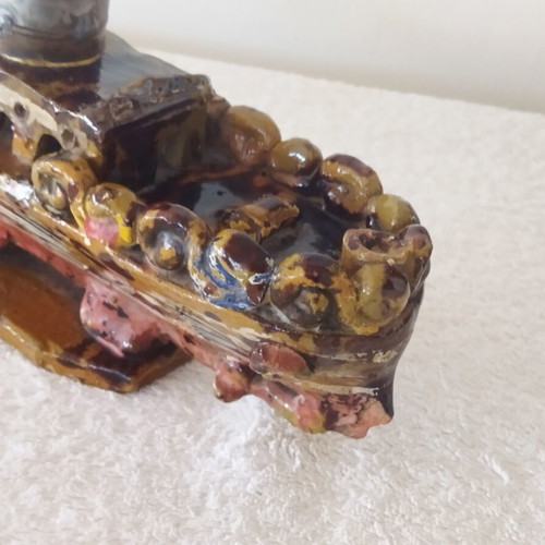 Ottoman Ceramic Ship Lamp Ganakkale 19th Century Vintage
