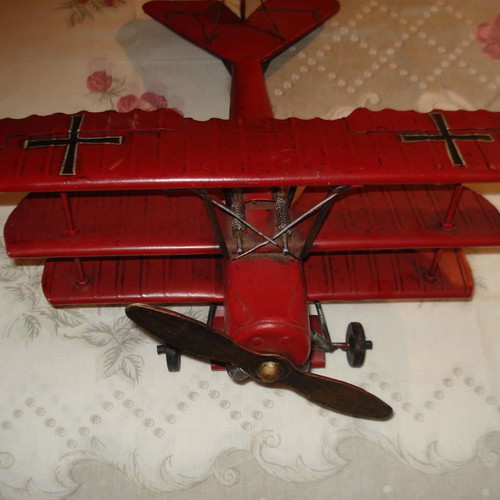 Vintage Metal Decorative Triplane "Red Baron" Fokker Dr.I | Handmade World War I Model