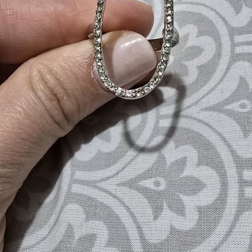 Adjustable ring with rhinestones in silver tone like new