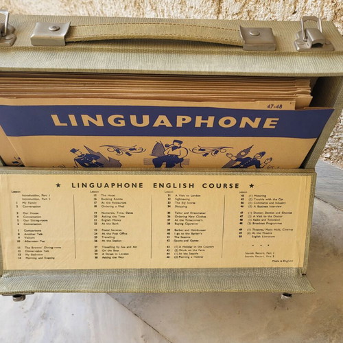 Linguaphone Institute English learning system used with 16 vinyl records and 3 books