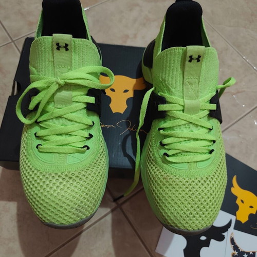 Under Armour Project Rock 4 women's athletic shoes, size 39, green and black