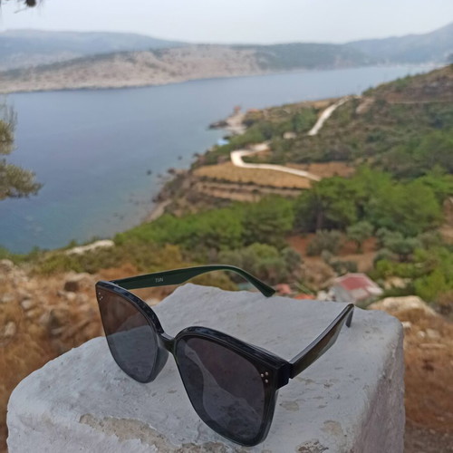 Sunglasses new with dark green acetate frame and UV400 protection