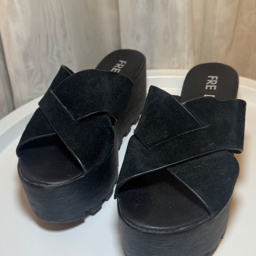 Keep Fred women's platform shoe black suede high double sole size 39 used