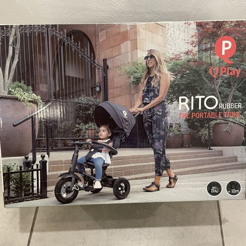 Q Play Rito tricycle used with parent handle and sunshade