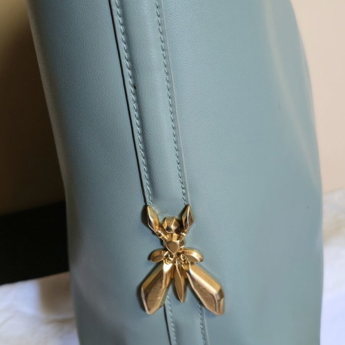 Patrizia Pepe shoulder bag used, turquoise leather, one main compartment