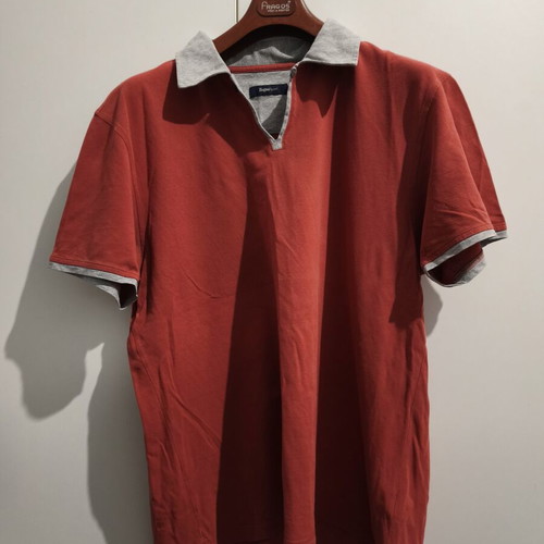 Zegna Sport Polo Shirt 3XL like new, gray and red cotton