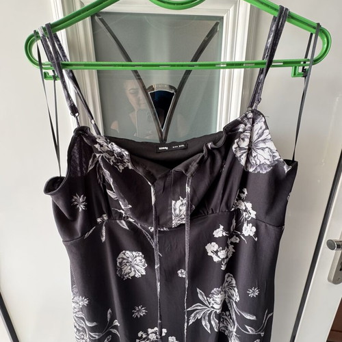 Sinsay Summer Dress Black and White with Floral Print New XXL
