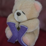 Hallmark Forever Friends teddy bear holding purple letter X