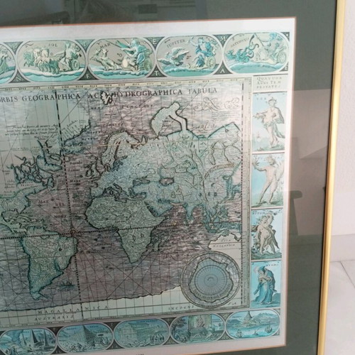 Map print painting like new, 61×51 cm