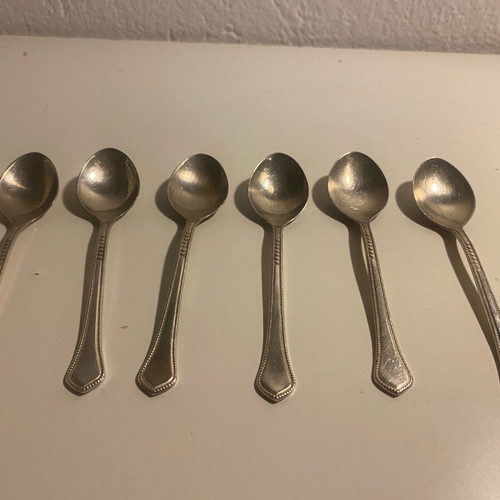 Sugar bowl vintage with saucer and 6 teaspoons used